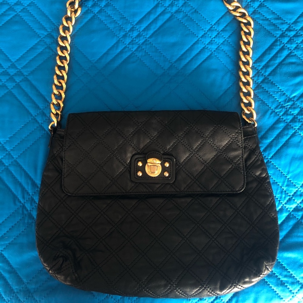 Marc Jacobs Quilted Gold Chain Black Leather Purse